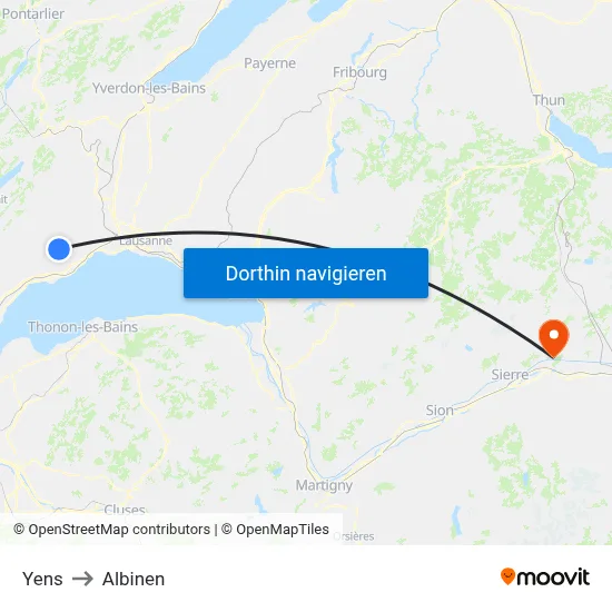Yens to Albinen map