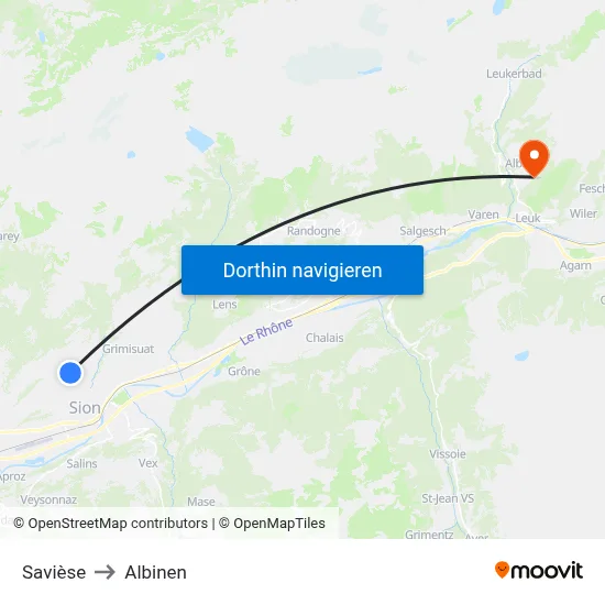 Savièse to Albinen map