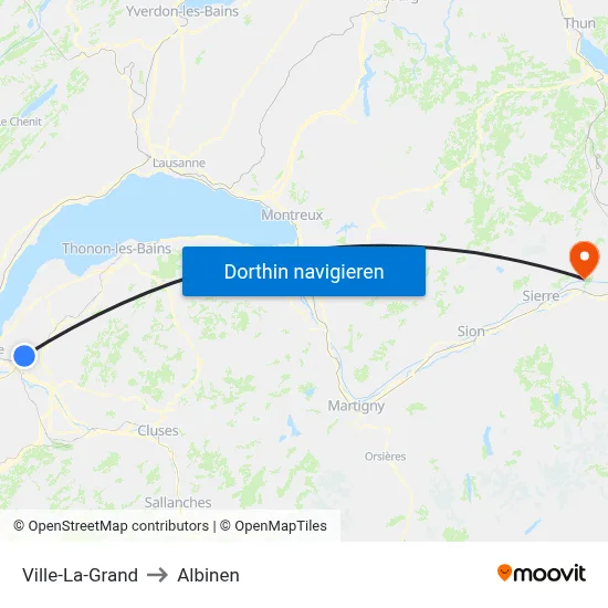 Ville-La-Grand to Albinen map
