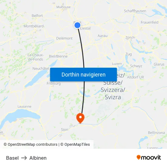 Basel to Albinen map