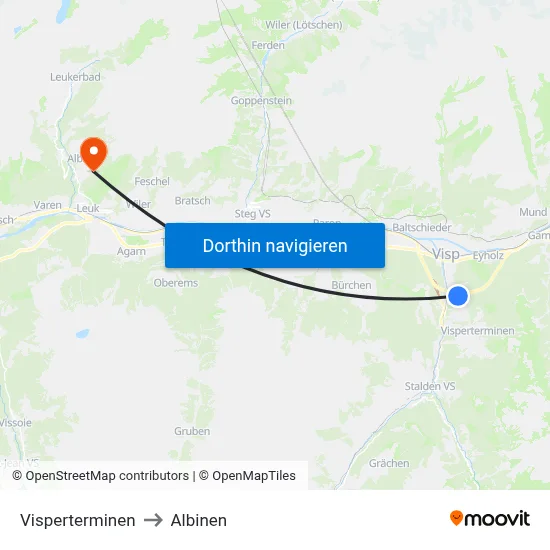Visperterminen to Albinen map