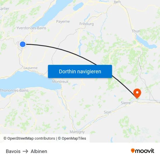Bavois to Albinen map