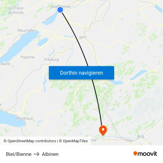 Biel/Bienne to Albinen map