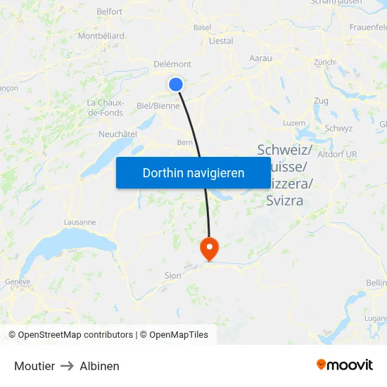 Moutier to Albinen map