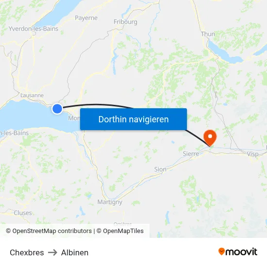Chexbres to Albinen map
