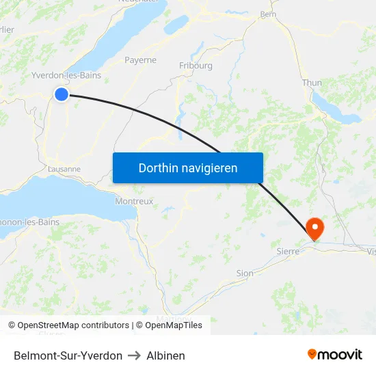 Belmont-Sur-Yverdon to Albinen map