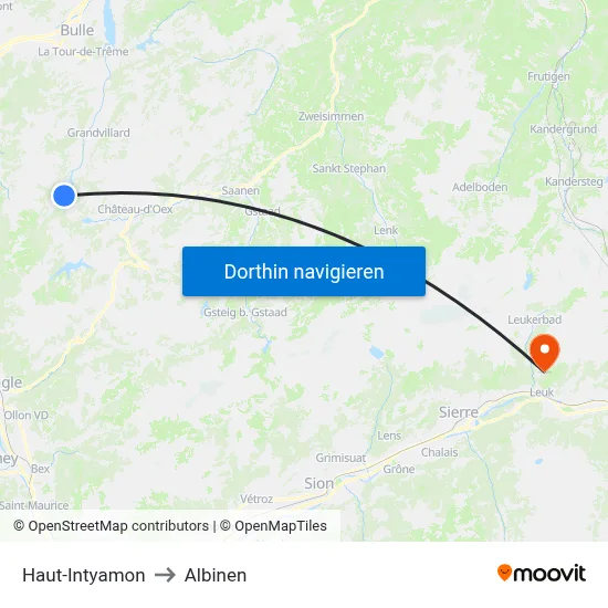 Haut-Intyamon to Albinen map