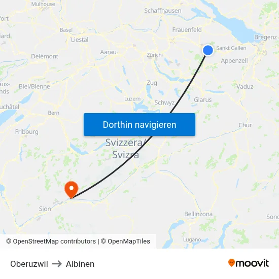 Oberuzwil to Albinen map