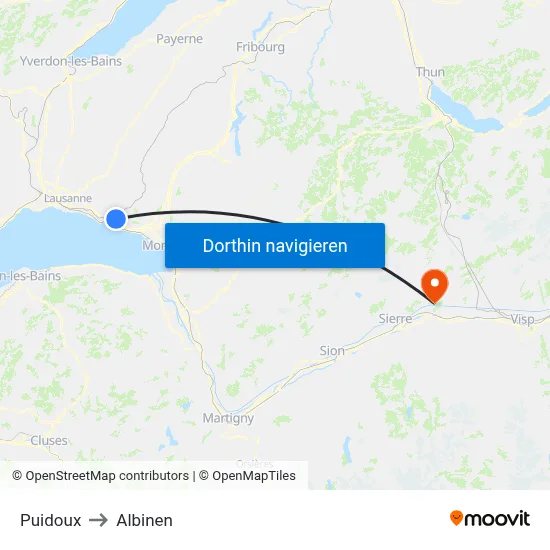 Puidoux to Albinen map