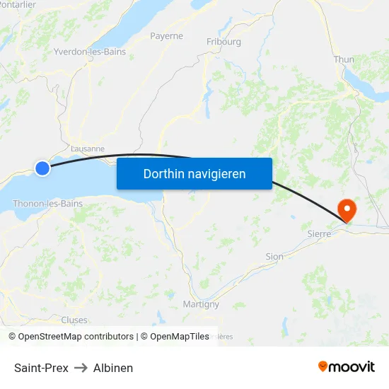 Saint-Prex to Albinen map