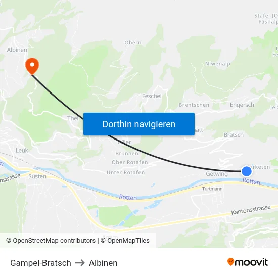 Gampel-Bratsch to Albinen map