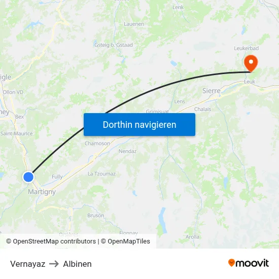 Vernayaz to Albinen map