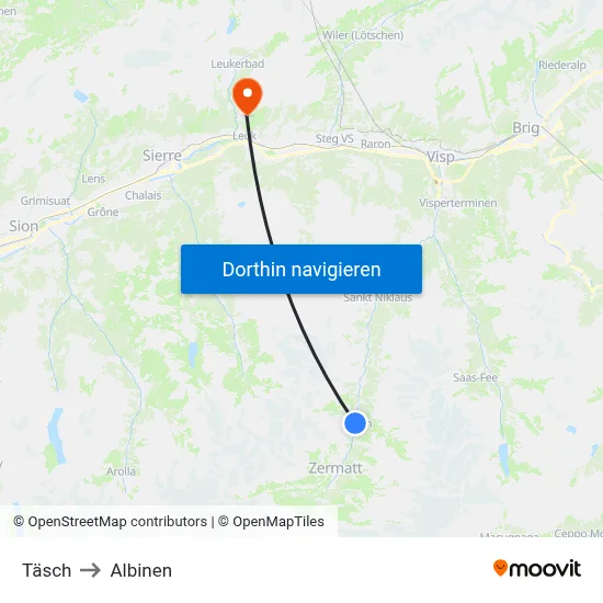 Täsch to Albinen map