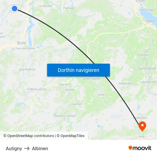 Autigny to Albinen map