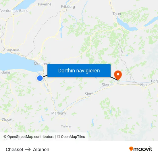 Chessel to Albinen map