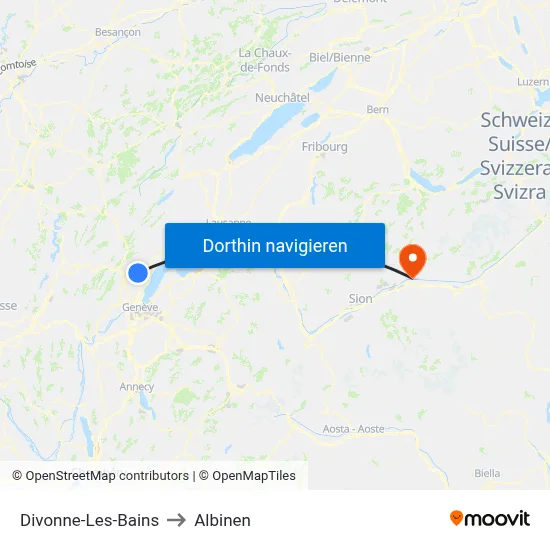 Divonne-Les-Bains to Albinen map