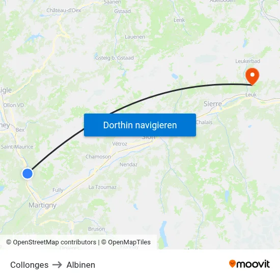 Collonges to Albinen map