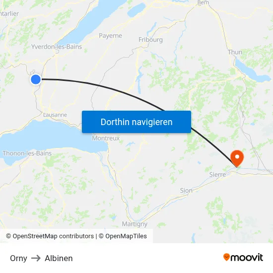 Orny to Albinen map