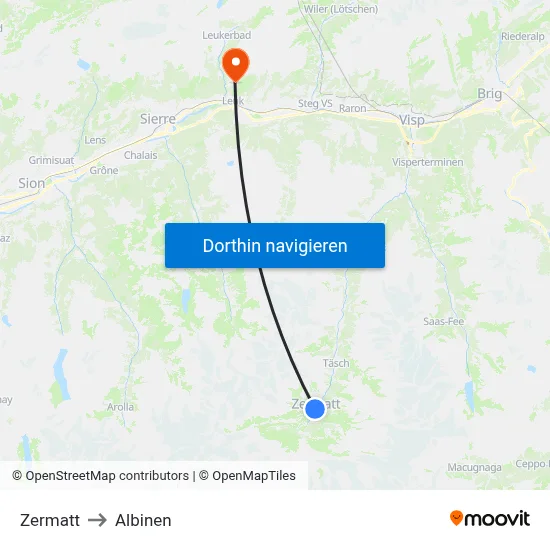 Zermatt to Albinen map