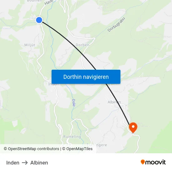 Inden to Albinen map