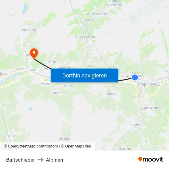 Baltschieder to Albinen map