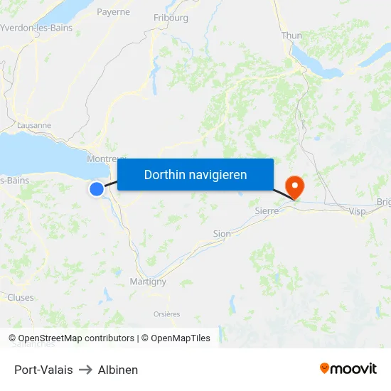 Port-Valais to Albinen map