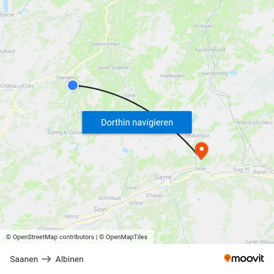Saanen to Albinen map