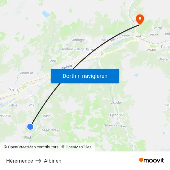 Hérémence to Albinen map