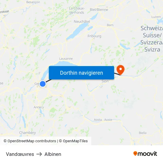 Vandœuvres to Albinen map