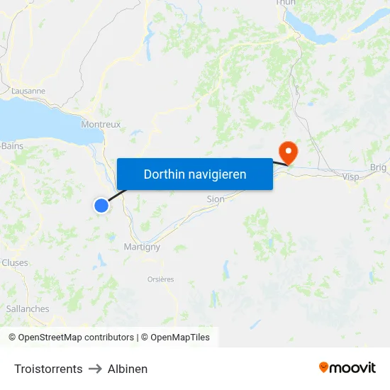Troistorrents to Albinen map