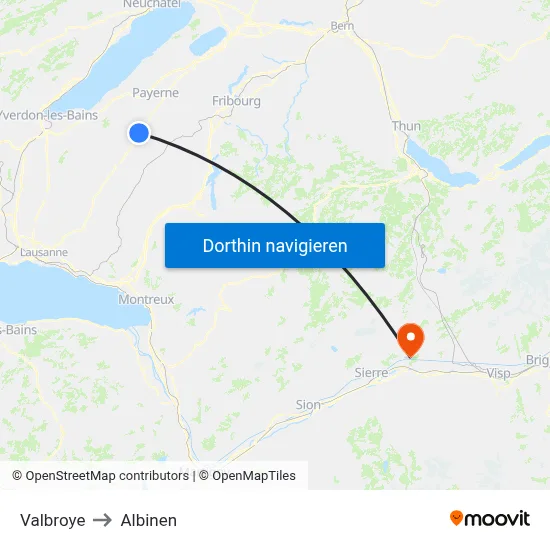 Valbroye to Albinen map