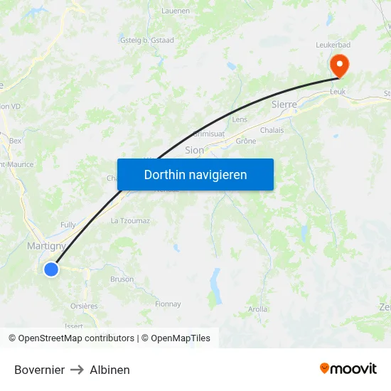 Bovernier to Albinen map