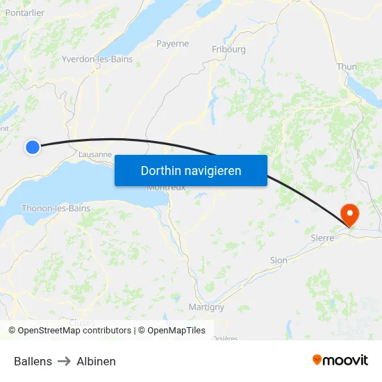 Ballens to Albinen map