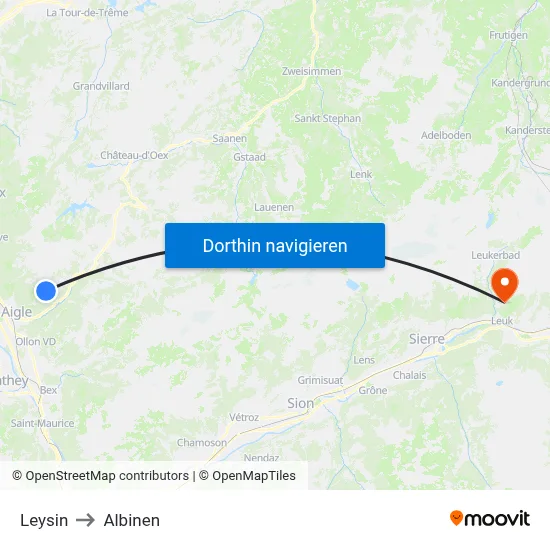 Leysin to Albinen map