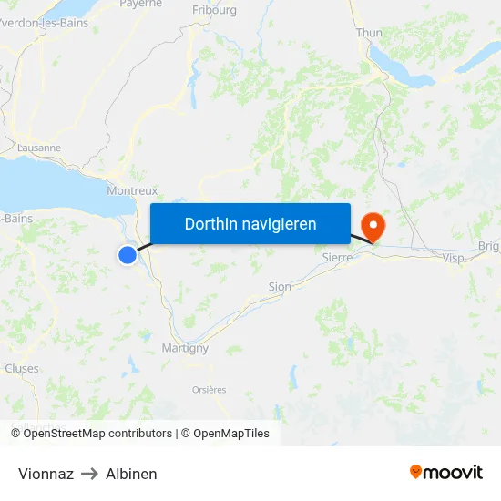 Vionnaz to Albinen map