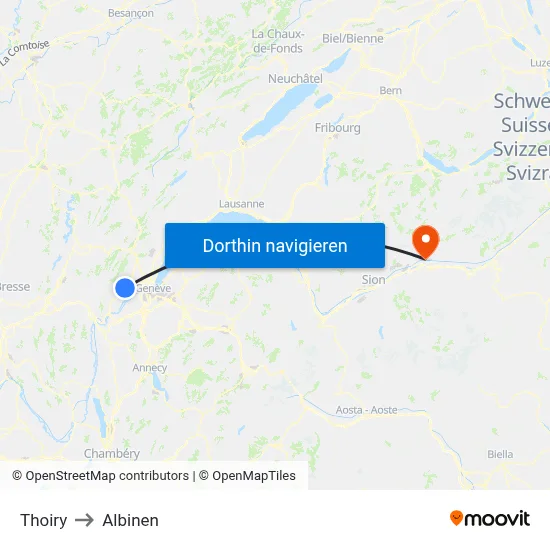 Thoiry to Albinen map