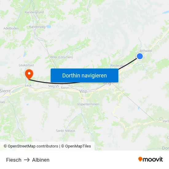 Fiesch to Albinen map