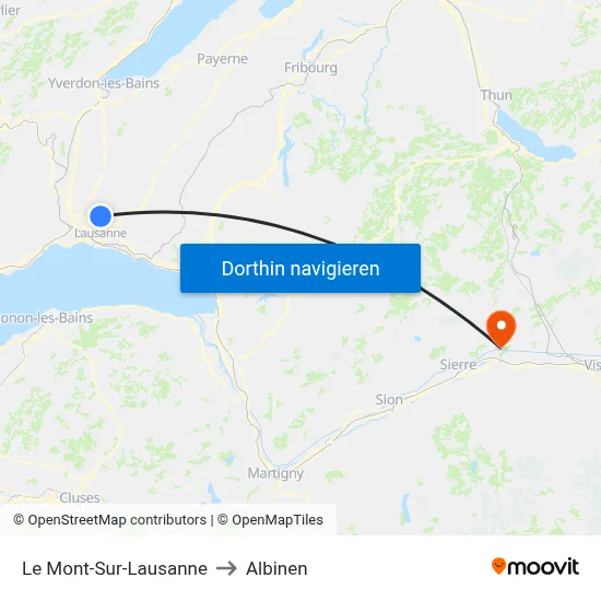 Le Mont-Sur-Lausanne to Albinen map