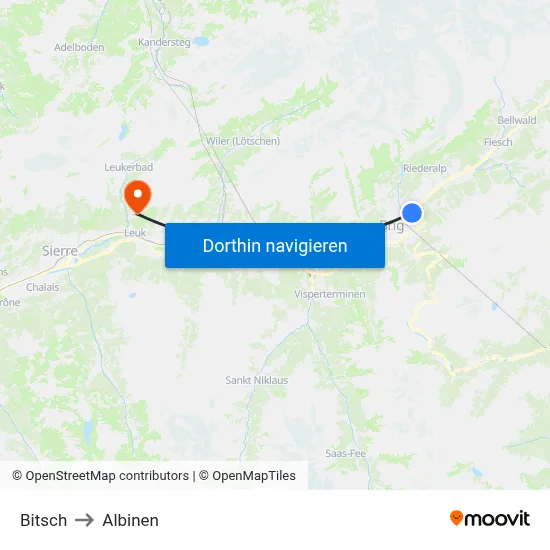 Bitsch to Albinen map