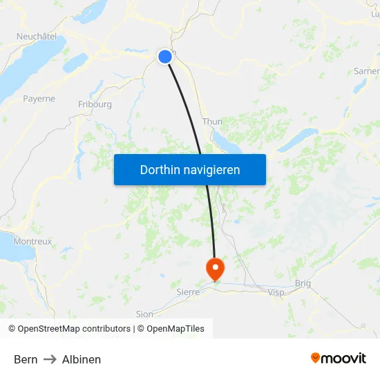 Bern to Albinen map