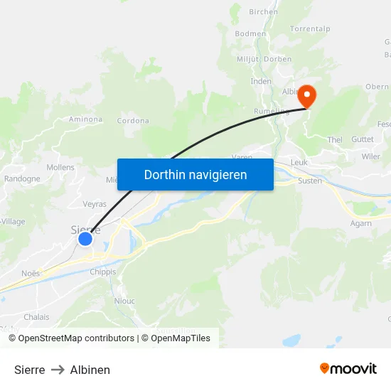 Sierre to Albinen map