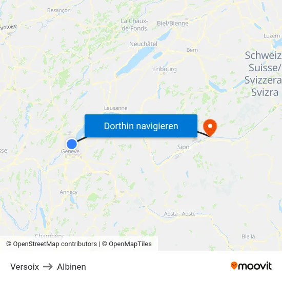 Versoix to Albinen map