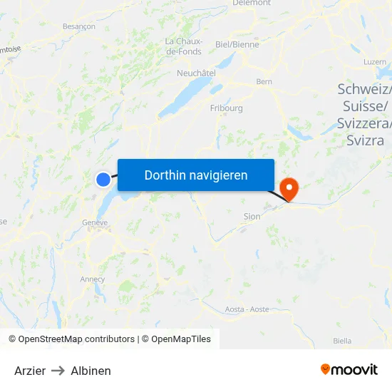 Arzier to Albinen map
