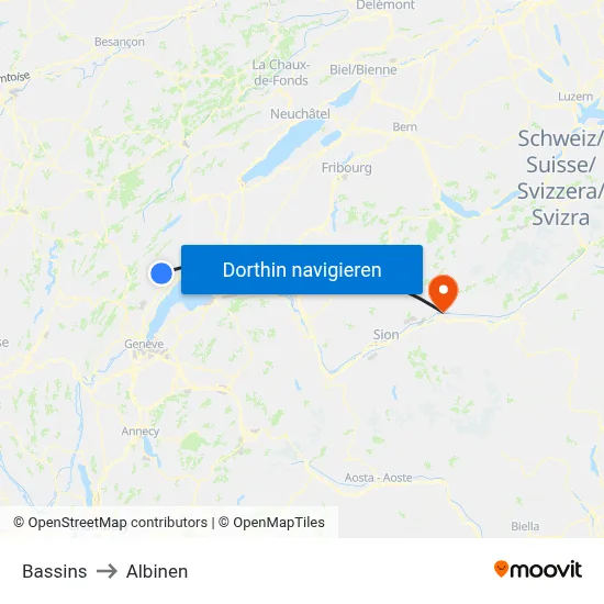 Bassins to Albinen map