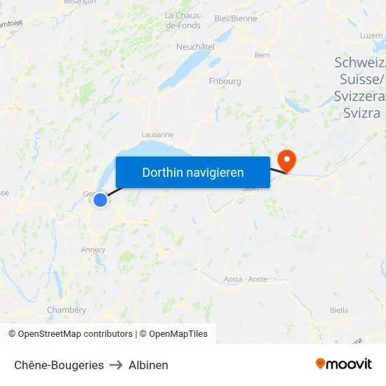 Chêne-Bougeries to Albinen map