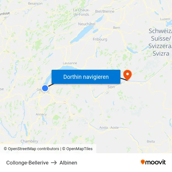 Collonge-Bellerive to Albinen map