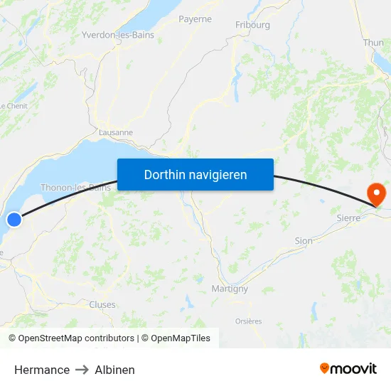 Hermance to Albinen map