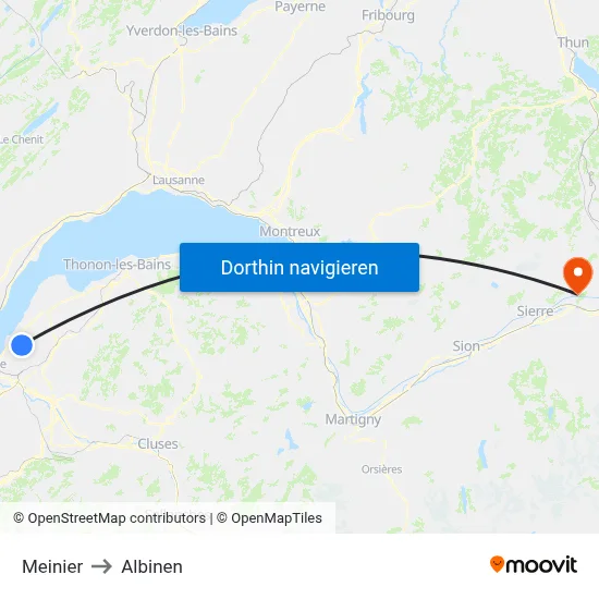 Meinier to Albinen map