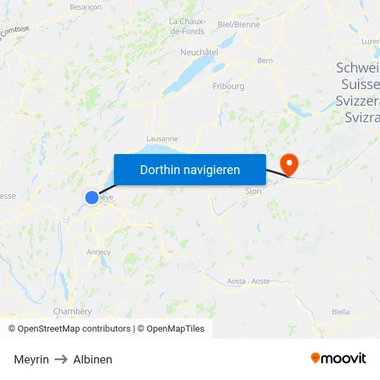 Meyrin to Albinen map