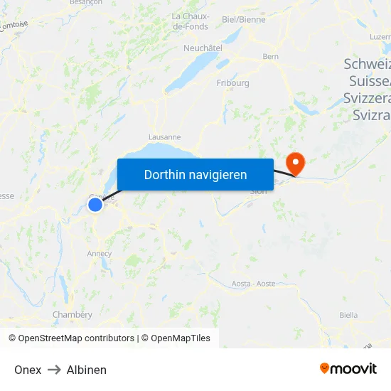 Onex to Albinen map